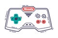 Video Game Console, Gamepad Joystick Video Gamer Gadget Hand Drawn Vector Illustration Royalty Free Stock Photo