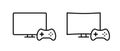 Video game console vector icon set. Gaming controller symbol. Gamepad connected to tv Royalty Free Stock Photo