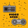 Video game control different buttons yellow background Royalty Free Stock Photo