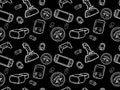 Video game controllers gamepad background Gadgets and devices seamless pattern Modern Game Console Controllers Seamless Pattern, Royalty Free Stock Photo