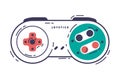Video Game Controller, Gamepad Console, Game Player Gadget Hand Drawn Vector Illustration Royalty Free Stock Photo