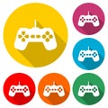 Video game controller or gamepad icon or logo, color set with long shadow Royalty Free Stock Photo