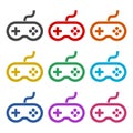 Video game controller or gamepad icon or logo, color set