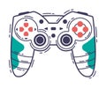 Video Game Controller, Gamepad Joystick Game Player Gadget Hand Drawn Vector Illustration Royalty Free Stock Photo