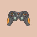 Video game controller icon. Joystick wireless gadget illustration. Colorful gamepad in flat design
