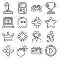 Video Game and Controller Icons Set. Line Style Vector Royalty Free Stock Photo