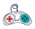 Video Game Controller, Video Game Player Device Hand Drawn Vector Illustration Royalty Free Stock Photo