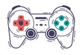 Video Game Controller, Video Game Player Modern Device Hand Drawn Vector Illustration Royalty Free Stock Photo
