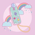 Video game controller rainbows rain entertainment gadget device electronic cartoon