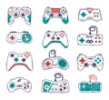 Video Game Controllers Set, Gamepad Consoles, Video Gamer Gadgets Hand Drawn Vector Illustration Royalty Free Stock Photo