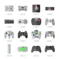 Video game controls, joystick, gamepads gaming vector icons