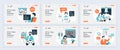 Video game developer concept of landing page with slide templates set in flat design. Website headers with people write