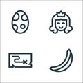 Video game elements line icons. linear set. quality vector line set such as banana, map, princess