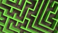 Video game geometric mosaic maze. Construction of hills landscape using brown and green grass blocks. 3D rendering illustration Royalty Free Stock Photo