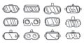 Video game goggles icons set, outline style