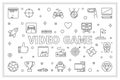 Video Game horizontal outline banner. Vector illustration