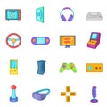 Video game icons set, cartoon style Royalty Free Stock Photo