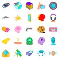 Video game icons set, cartoon style Royalty Free Stock Photo