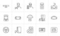 Video game and joystick hand drawn outline doodle icon set.