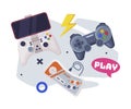 Video Game Joysticks, Modern And Retro Gamepads Controllers Set Cartoon Vector Illustration