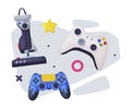 Video Game Joysticks, Modern And Retro Gamepads, Game Players Consoles Cartoon Vector Illustration