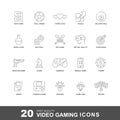 Video game line icons. Gaming and computer games icon set with editable stroke Royalty Free Stock Photo