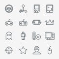 Video game linear icon set vector