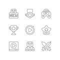 Video game linear icons set