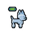 video game pixelated robotic dog with battery level