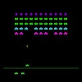 Video game with space, invaders, aliens. Retro style computer game template. Vector Illustration Royalty Free Stock Photo