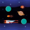 video game space ship with planets Royalty Free Stock Photo