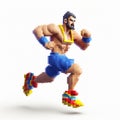 Vibrant Pixel Warrior: A Hyper-realistic Sculpted Representation