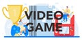 Video game typographic header. Creative process of a computer game Royalty Free Stock Photo