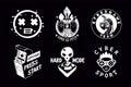 Video game vector emblem set. Gamer retro style signs collection. Cyber sport team insignia.