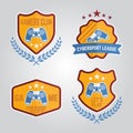Video gamers club labels or emblems isolated