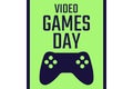 Video Games Day. Holiday concept. Template for background, banner, card, poster with text inscription. Vector EPS10
