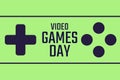 Video Games Day. Holiday concept. Template for background, banner, card, poster with text inscription. Vector EPS10 Royalty Free Stock Photo