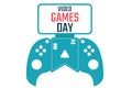 Video Games Day. Holiday concept. Template for background, banner, card, poster with text inscription. Vector EPS10