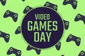 Video Games Day. Holiday concept. Template for background, banner, card, poster with text inscription. Vector EPS10