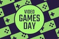 Video Games Day. Holiday concept. Template for background, banner, card, poster with text inscription. Vector EPS10 Royalty Free Stock Photo