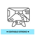 Video games icon. Gaming on computer or video entertainment activity concept. Vector editable illustration