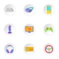 Video games icons set, cartoon style Royalty Free Stock Photo