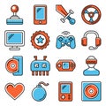 Video Games Icons Set on White Background. Vector Royalty Free Stock Photo
