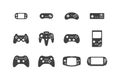 Video games joystick icons set