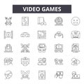 Video games line icons, signs, vector set, outline illustration concept Royalty Free Stock Photo