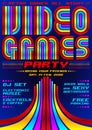 Video Games party, poster event template, eighties games style