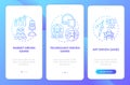 Video games types onboarding mobile app page screen with concepts