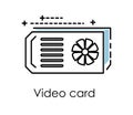 Cryptocurrency mining, video graphics card isolated icon