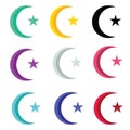 Video green color islamic star moon design flat vector illustration