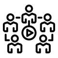 Video group online meeting icon, outline style